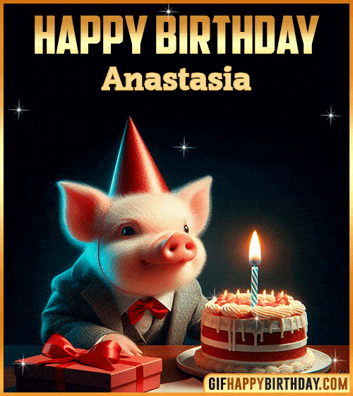 Funny pig Happy Birthday gif Anastasia