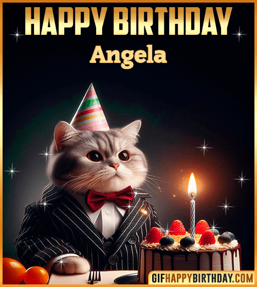 Happy Birthday Cat gif for Angela
