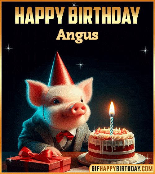 Funny pig Happy Birthday gif Angus