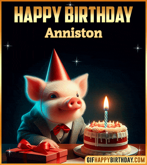 Funny pig Happy Birthday gif Anniston