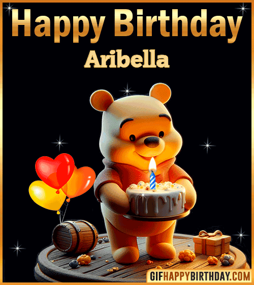 Winnie Pooh Happy Birthday gif for Aribella