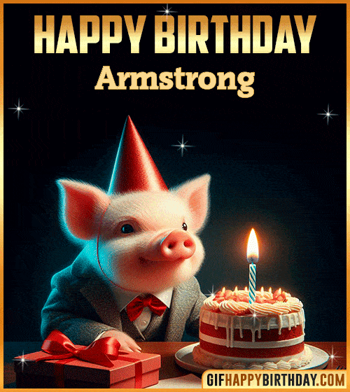 Funny pig Happy Birthday gif Armstrong