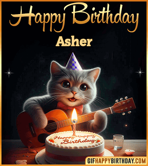 Happy Birthday Cat gif Funny Asher