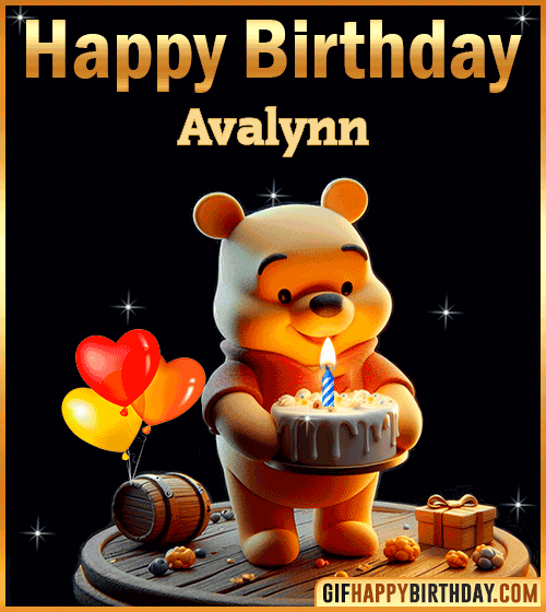 Winnie Pooh Happy Birthday gif for Avalynn