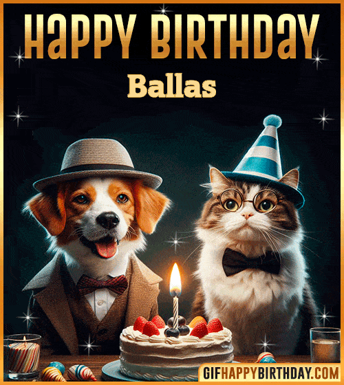 Gif Funny Cat Dog Happy Birthday Ballas