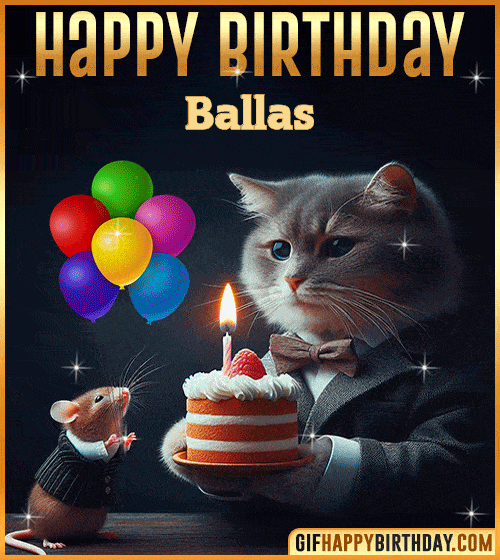 Happy Birthday Cat and Mouse Funny gif for Ballas