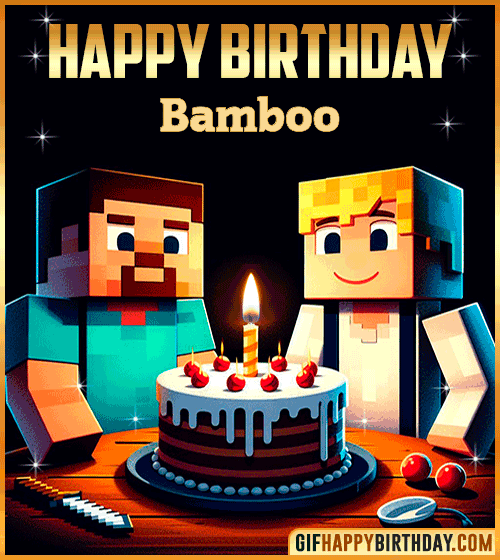 Happy Birthday Minecraft gif Bamboo