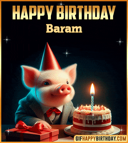 Funny pig Happy Birthday gif Baram