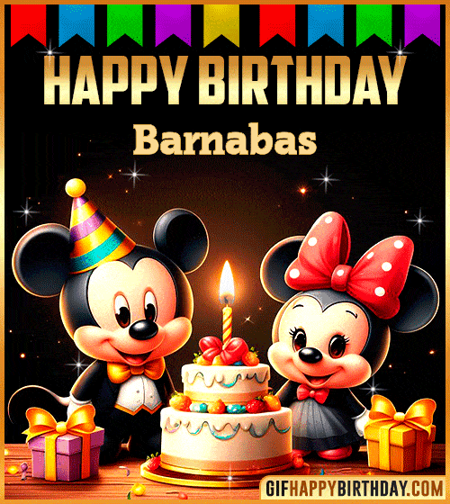 Mickey and Minnie Muose Happy Birthday gif for Barnabas