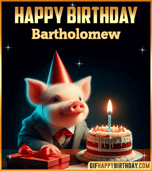 Funny pig Happy Birthday gif Bartholomew