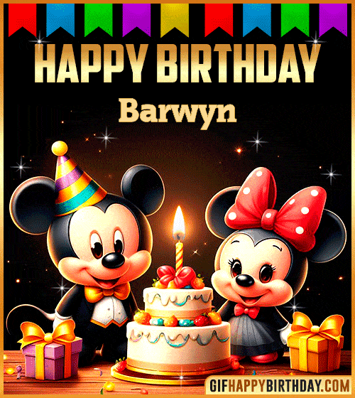 Mickey and Minnie Muose Happy Birthday gif for Barwyn