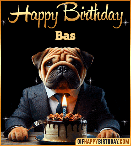 Funny Dog happy birthday for Bas