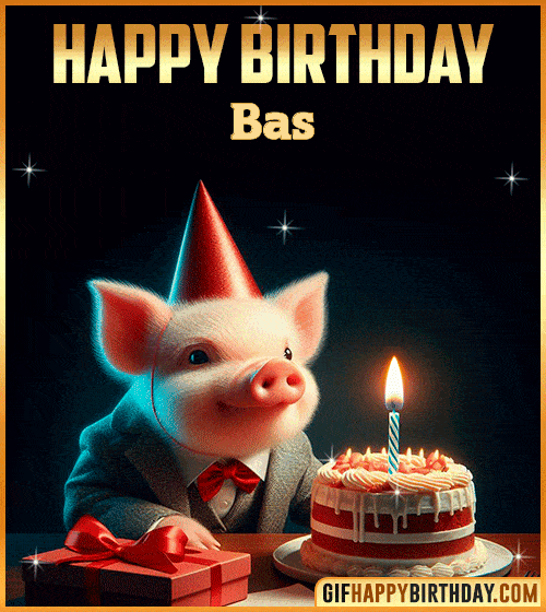 Funny pig Happy Birthday gif Bas