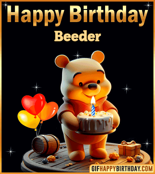 Winnie Pooh Happy Birthday gif for Beeder