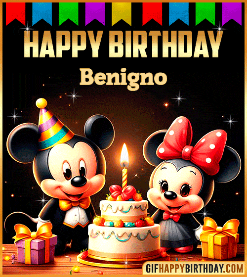 Mickey and Minnie Muose Happy Birthday gif for Benigno