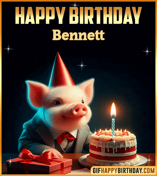 Funny pig Happy Birthday gif Bennett
