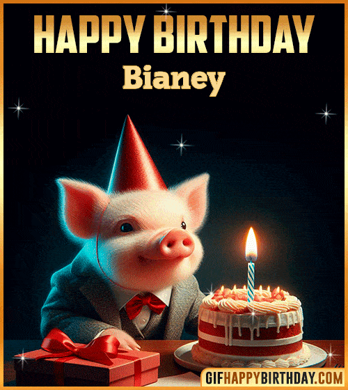 Funny pig Happy Birthday gif Bianey