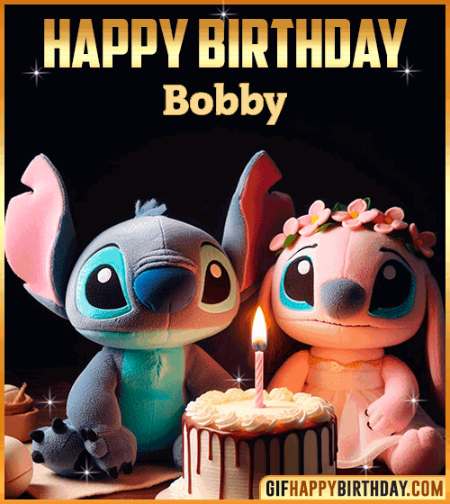 Stitch Angel Happy Birthday gif Bobby