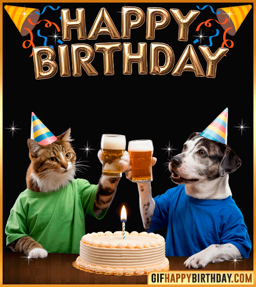 dog and cat happy birthday Images High Quality Grahic Funny Cat and Dog Happy Birthday